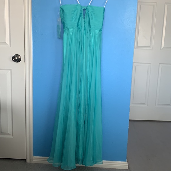 NWT Cindy Aqua Strapless Formal Prom Dress - Picture 2 of 6